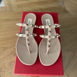 Valentino Classic PVC Nude Studs Women's Thong Sandal